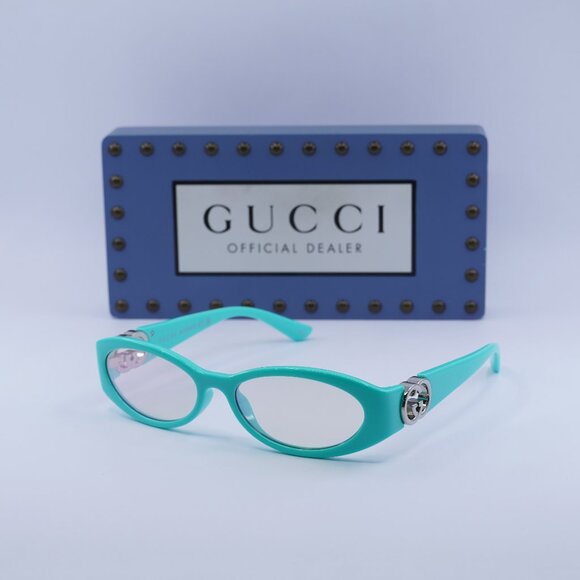 Gucci GG1660S 007 Oval Sunglasses - Shiny Blue\Pink - Picture 1 of 11